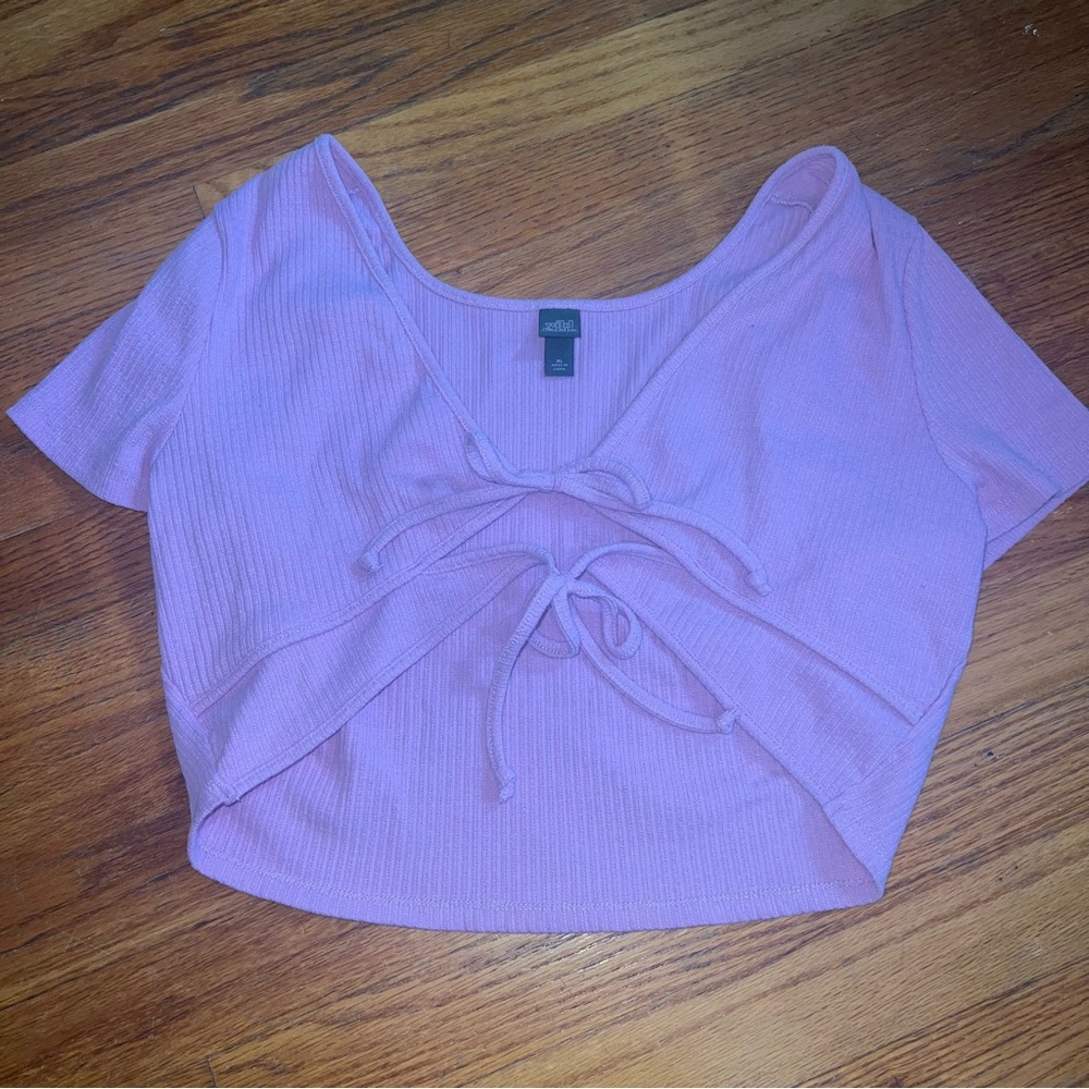 Wild Fable Purple Tie Front Crop Top